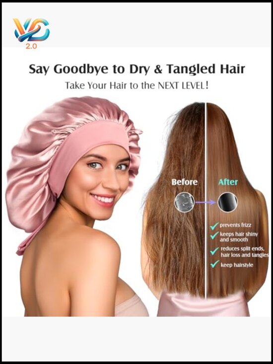 Double Layer Mulberry Silk Hair Bonnet for Sleeping Women Non-Slip Overnight main image 5